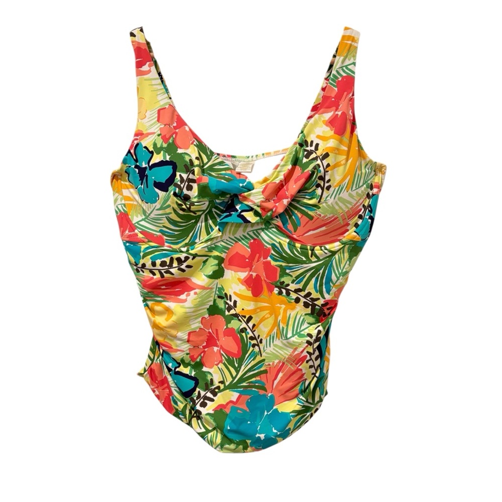 NWOT Plus Floral Hidden Underwire Tankini Swim Bathing Suit Top Size 22 W